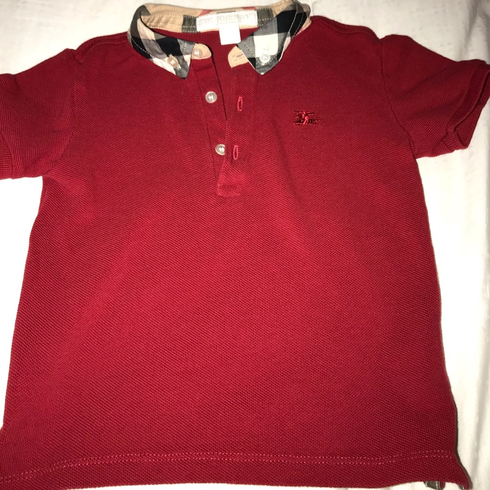 Boys Burberry red polo